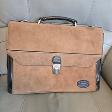 Stetson Mens Suede Leather Briefcase Tan Brown Laptop Messenger Bag Vintage Briefcase price