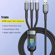3-in-1 100W Fast Charging USB To Type-C Micro Fast Charger Cable Mobile Phone Mobiele Telefoon Charger price