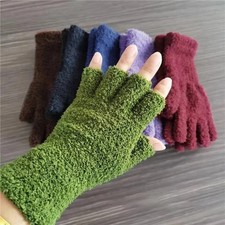 Ladies Women Soft Warm Half Finger Fashion Fluffy Coral Fleece Fingerless Gloves Women's Gloves price