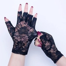Ladies Lace Mesh Fingerless Short Gloves Bridal Wedding Women's Gloves price
