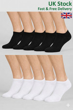 Men Women Cotton Ankle Socks Low Cut Sports Trainer Black & White Pack of 3 6 12 Suba Socks price