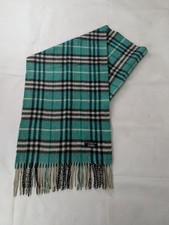 Burberry of London 100% Cashmere Scarf Green – Classic Check – Used Unisex Scarf price