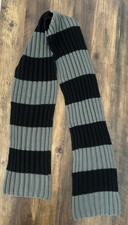 Unbranded Rib Knit Scarf Gray Black Striped One Size Acrylic Winter Unisex Unisex Scarf price