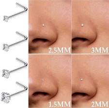 Nose Stud L Shape Pin Bar 316L Surgical Steel Clear CZ Gem Nose Bone Piercing Nose Stud price