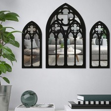 3Pcs Window Garden Mirror Wall Mounted Arched Frame Outdoor Indoor Decor⊘ Framed Mirror price