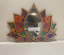 Lotus Shape Wall Mirror 30cm Modern Multicolour Floral Brown Wood Frame Framed Mirror price