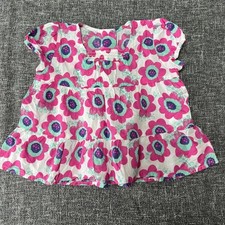 Girls 12-18 months white short sleeved top with pink floral print Baby Blouse price