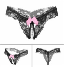 Sexy Thongs Panties Open Crotch Crotchless Night Underwear Pearl Lace G-string Baby Panties price