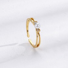 925 Sterling Silver Cute Bow Tie Pearl Adjustable Ring Women Girls Gift Pearl Ring price