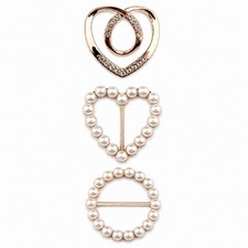 Pearl Scarf Ring Set Heart Buckle Clip Gold Tone Styles Women Fashion 1x Random Pearl Ring price