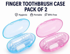 2 X Silicone Finger Toothbrush Soft Teether with Case Gum Tongue Massage Brush Baby Gum Brush price