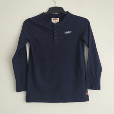Levi's Boys Navy Long Sleeve Henley T-Shirt Logo Cotton 8-10 Years 128-140 Boys' Jersey price