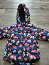 NEXT Girls Hooded Padded Puffer Jacket Zip Navy Multicolour Floral 5-6Y Girls' Jacket price