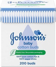 Johnsons Baby Cotton Buds 200 Count Pure Swabs Paper Sticks Plastic Free 1X Baby Cotton Swabs price