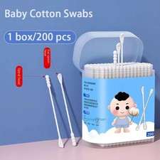 200 pcs Extra Thin Stem Sterile Cotton Buds Scoop Spiral Nose  Newborn Infant Baby Cotton Swabs price