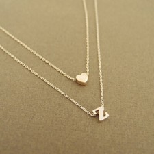 Silver Gold Multi Layer Love Heart Initial Letter Chain Friendship Necklace UK Gold Necklace price