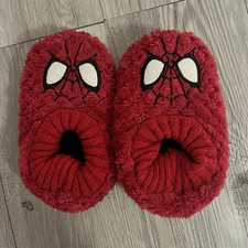 Marvel Spider-Man Boys Slipper Booties UK 8 Red Fleece Embroidered Slip-On Boys' Booties price