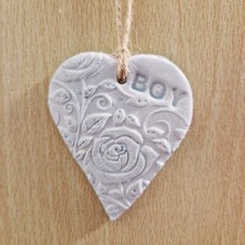 Blue embossed clay hanging heart decorative door drawer hanger, Its a baby boy Baby Door Ornament price