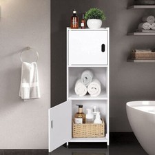 White Bathroom Waterproof Tall Cabinet Free Standing Floor Storage Unit Cupboard Bathroom Cabinet / Furniture price