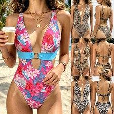 Womens Bikini Monokini Cut Out Swimming Costume Bathing Swimwear Summer Beach UK Monokini price