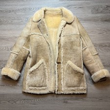 Vintage 70s Shearling Sheepskin Coat Tan Rancher  Jacket Men's Leather Clothing price