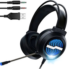 Gaming Headset Microphone Surround Sound Streaming PC PS5 XBOX RGB USB Headphone Gaming Headsets price