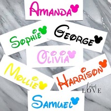 PERSONALISED NAME STICKER DISNEY MICKEY WORD DECAL WATER BOTTLE LUNCH BOX SCHOOL Baby Room Wardrobe price