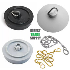 Rubber Sink Basin Plug Bathroom Kitchen Universal 38mm 45mm Black White & Chain Sinks price