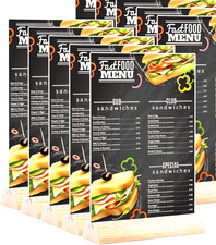 TWO A4 Acrylic Sign Holder / Menu Holder with Wooden Base x2 Office Counter price