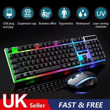 RGB Gaming Keyboard Mouse Set USB Wired Rainbow LED Backlit for PC Laptop PS5 Xb Gaming Keyboard price
