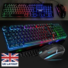 UK Gaming Keyboard And Mouse Set RGB LED USB For PC Laptop Xbox One PS4 PS5 Gaming Keyboard price