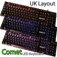 Metro Comet Backlit Wired Gaming Keyboard UK Layout Compact 3 Colour Mechanical Gaming Keyboard price