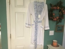Miss Elaine Navy & White Floral Short Gown & Terry Robe Set Small (CON42) Towel & Dressing Gown Set price