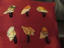 SET OF 6 SEASHELL THEMED BATHROOM TOWEL/DRESSING GOWN DOOR MOUNTABLE HOOKS Towel & Dressing Gown Set price
