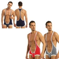 Sexy Men's Jockstrap Wrestling Singlet Mankini Boxershort Underwear Gym Bodysuit Men's Bodysuit price