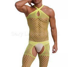 Mens Body Underwear Fishnet Bodysuit Sexy Full Length Bodystocking Daring Outfit Men's Bodysuit price