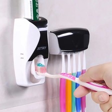 Automatic Toothpaste Dispenser Wall Mount Toothbrush Holder Dust-Proof Bathroom Toothpaste Holder price