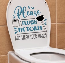 Flush Toilet & Wash Rules Bathroom Inspired Design Wall Art Decal Vinyl Sticker Toilet Sticker price