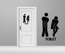 Toilet Door Sign Sticker Man Woman Funny Vinyl Sticker Decal Sign Art Toilet Sticker price