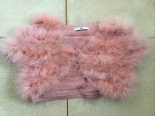 M&S Marks & Spencer Girls Pink Faux Fur/Feather Bolero Shrug Age 9-10 Years Girls' Bolero price
