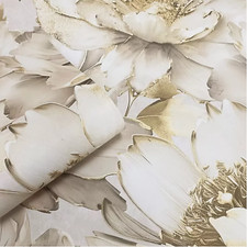 Cream Gold Floral Wallpaper 3D Effect Metallic Shimmer Feature Wall Lounge Study Wallpaper price