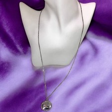 Silver-Tone Hammered Round with Edge Pendant 24.25" Necklace! Men's Fantasy Wear price
