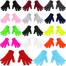 2 PAIRS KIDS Gloves Stretch Winter Warm Girls Boys Black Soft Magic Knit Child Kids' Gloves price