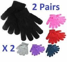 2 Pairs Black+Colours Magic Gloves Kids Boys Girls Children Winter Warm Stretch Kids' Gloves price
