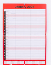 2026 Calendar 5 Columns Wall 12 Monthly Planner Staff Rota Family Organiser Red Calendar price