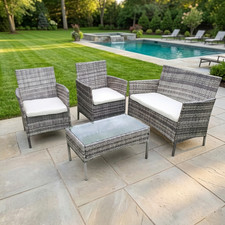 Garden Rattan Furniture 4 Piece Set Table Chairs Sofa Wicker Outdoor Patio Set Sofa Set price