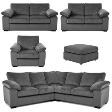 Amalfi Grey Plush Velvet Sofa Set 3+2 3 2 Seater Corner Sofa Armchair Footstool Sofa Set price