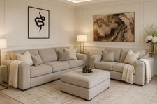 Luxury Ruby 3+2 Sofa set Fullback cushions Color Coffee Footstool Free Delivery! Sofa Set price