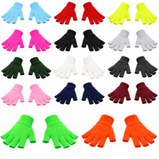 ADULTS Fingerless Gloves Men's Women's Winter Warm Stretch Black Soft Unisex UK Men's Gloves price