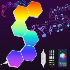 6 Pack Hexagon Lights Gaming RGB Led Light Panels Smart Wall Lights Home Decor^ LED Wall Art price